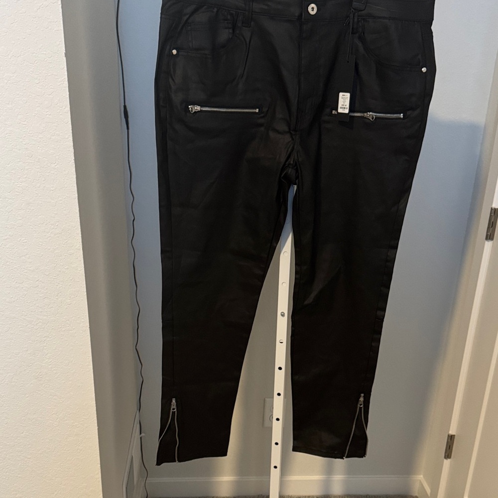 Men's Black Dress Pants with Zipper Accents